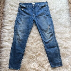 MOTHER Distressed Blue stunner ankle fray Jeans